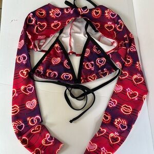 Shrug and triangle top. Valentine neon hearts